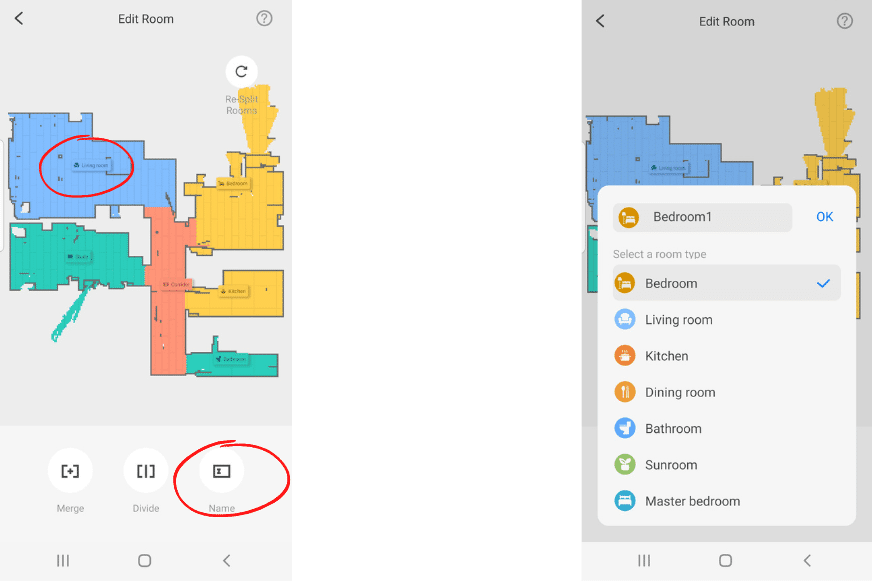 Rooms are named and labelled with icons in the Roborock S7 MaxV Ultra App.